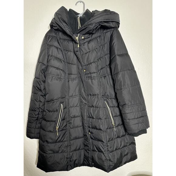 Kensie Outerwear Black Long Puffer Coat W/ Oversized Hood SZ XL *No Belt* - Picture 1 of 16